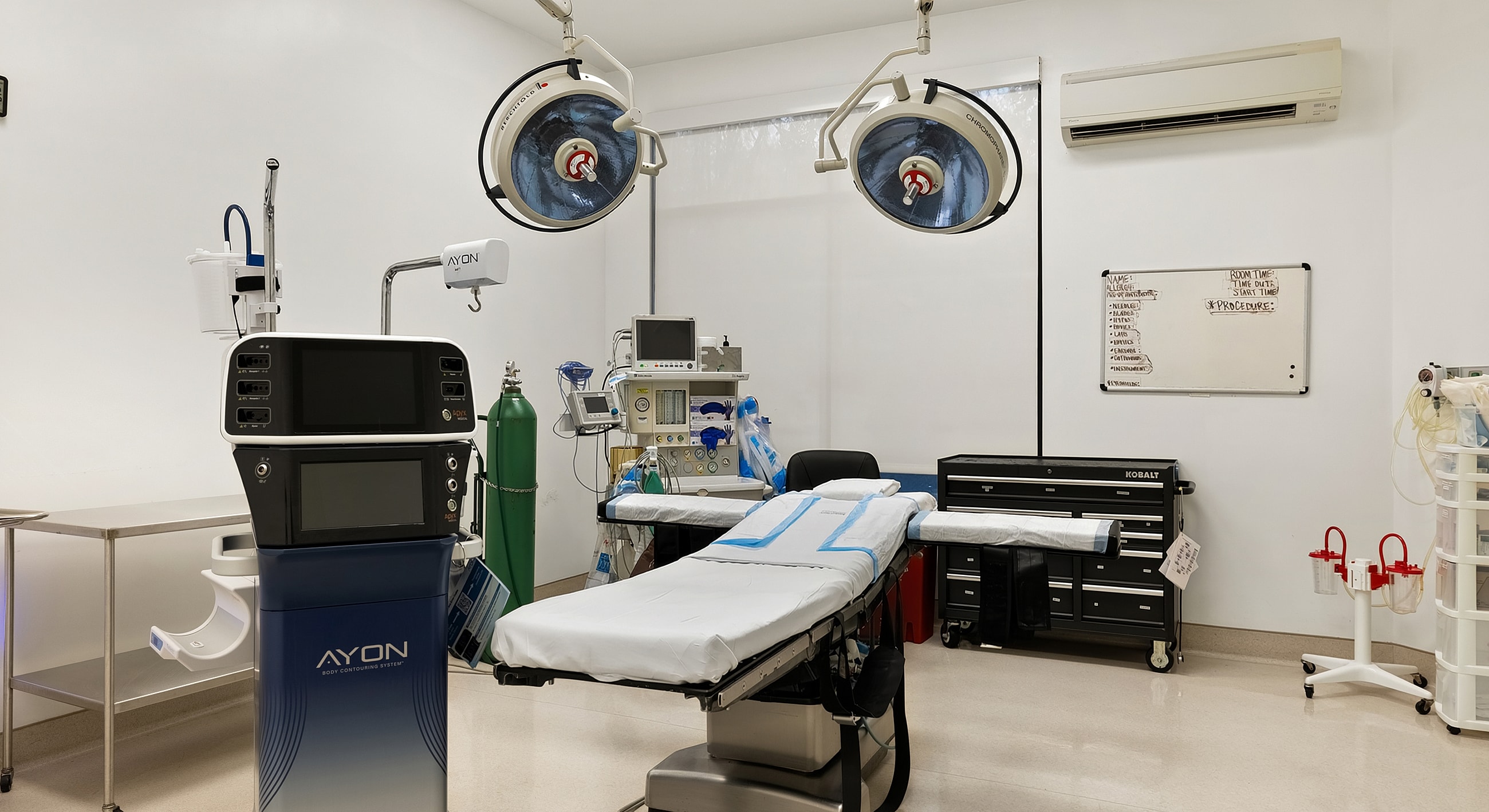 Surgical room equipped with medical devices and instruments