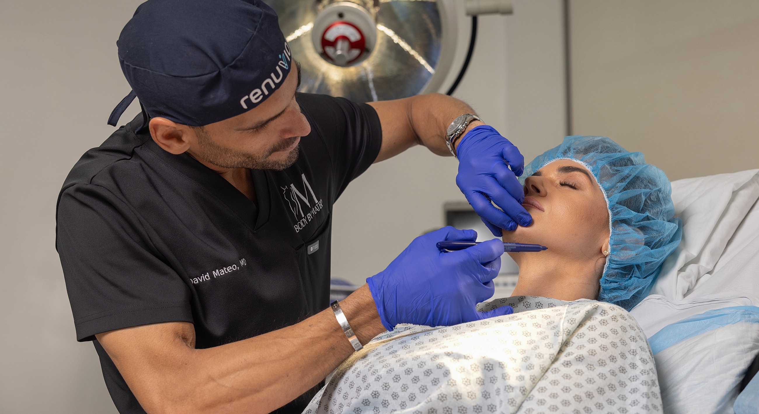 Cosmetic procedure in a clinical setting.